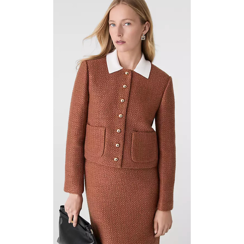 NEW ANN TAYLOR SPICED CIDER TWEED CREW NECK JACKET SZ 6 - Picture 4 of 7